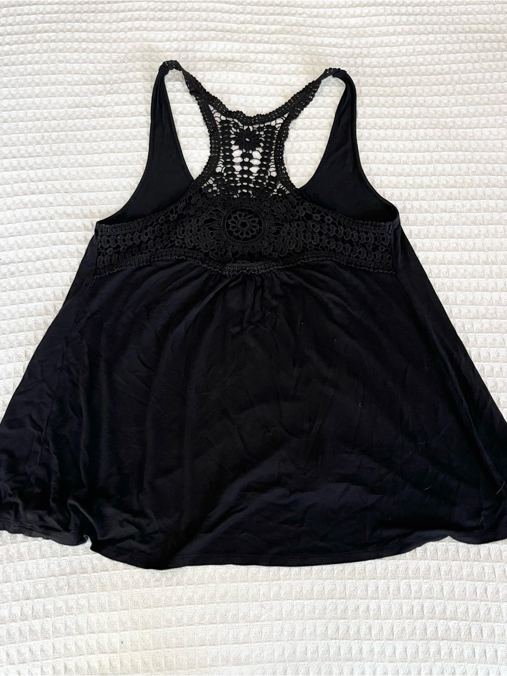 Moda International Black Crochet Racerback High-Low Tank Small - Picture 4 of 4